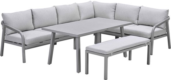 Ensemble de salle à manger Monti - taupe - 7 personnes - aluminium