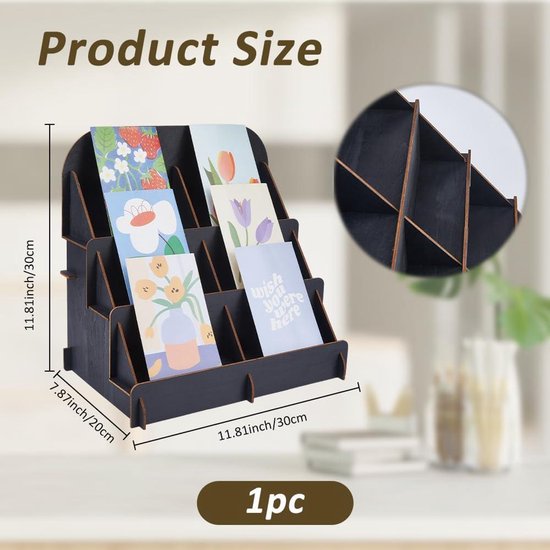 SUPERFINDINGS 3-Tier Sticker Display Stand Houten Wenskaart Display
