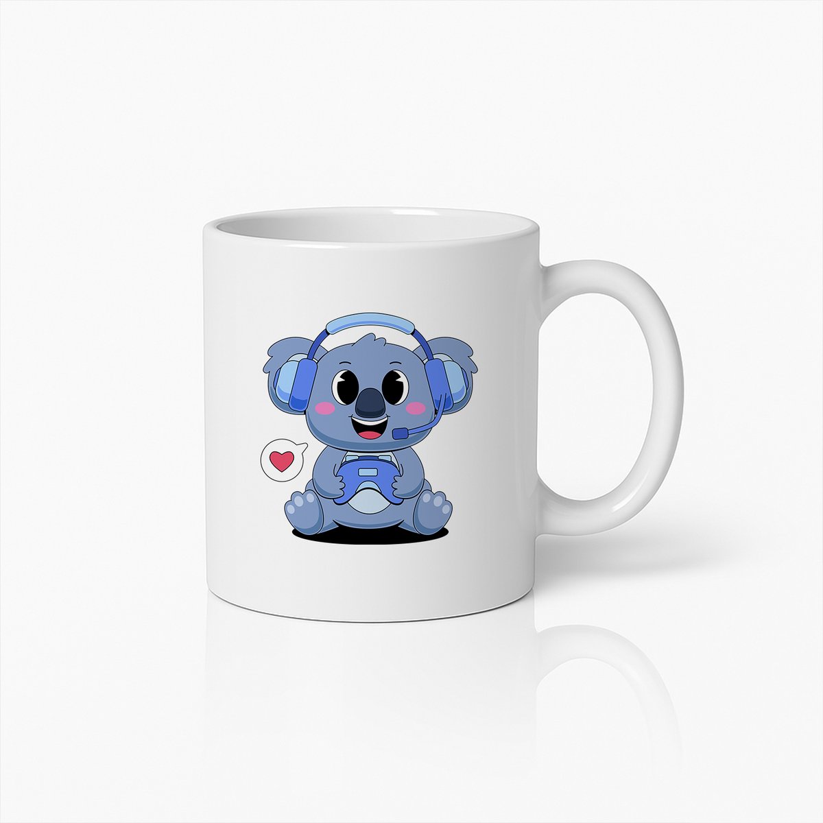 Gamer Koala Mok – Schattige Blauwe Koala met Headset Ontwerp voor Gamefans & Leuke Cadeaus