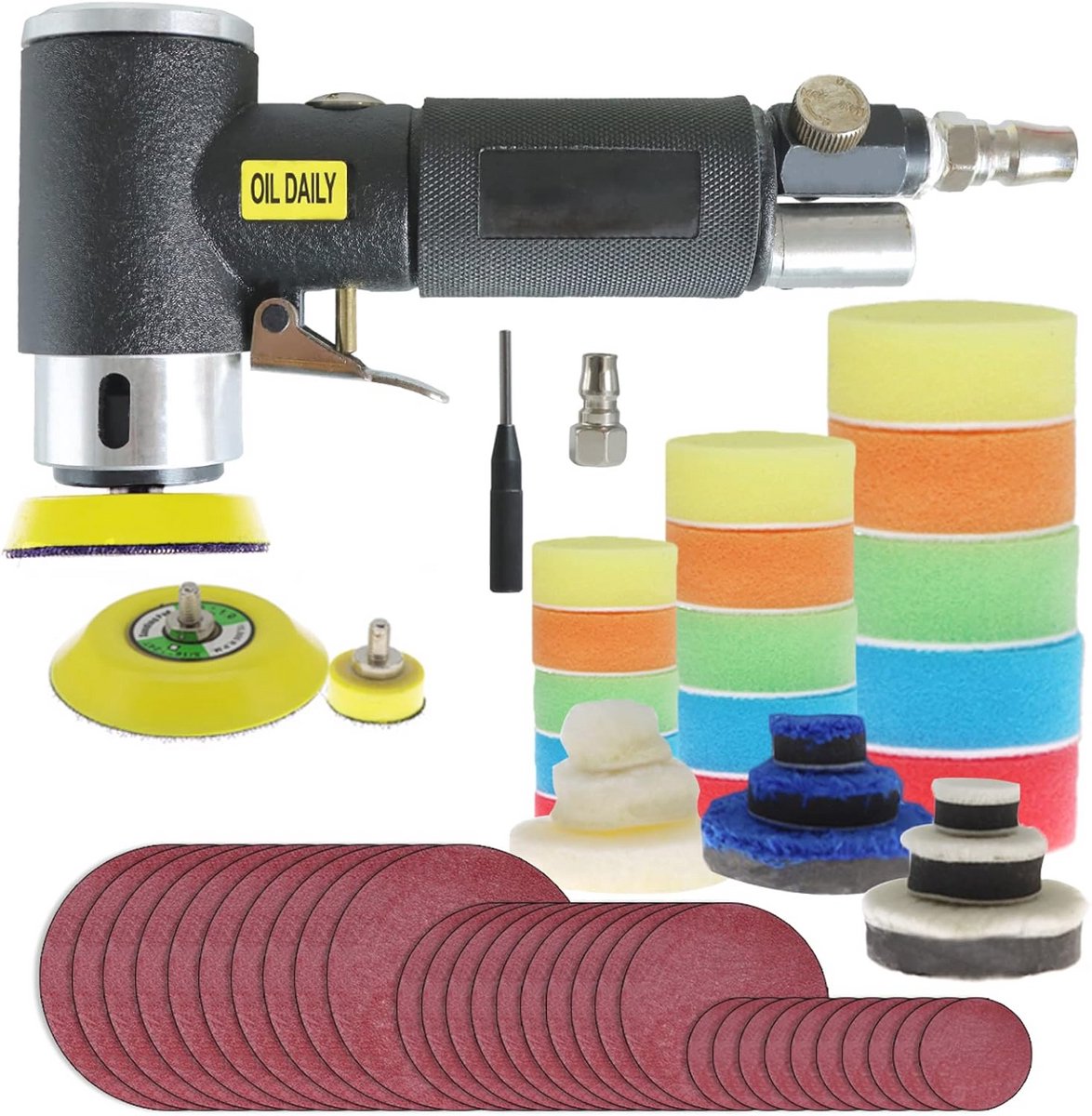 Orbitale Polijstmachine Set met Schuur- en Polijsten Pads voor Auto DetaIling