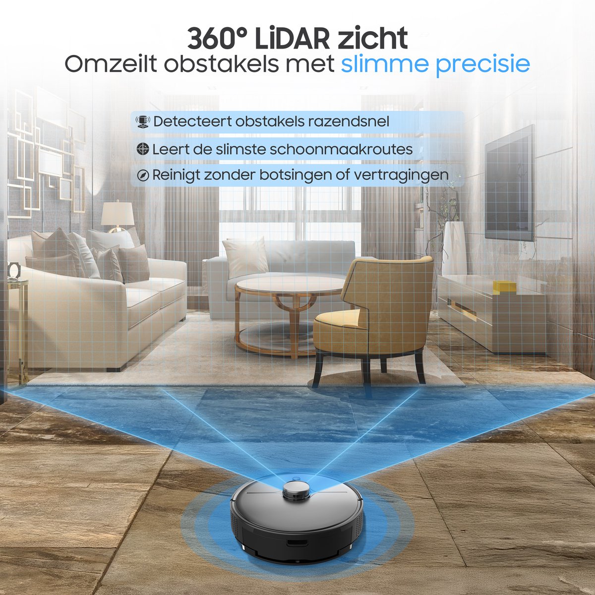 Sweepo® Smart Robotstofzuiger met Dweilfunctie en LiDAR Navigatie - afbeelding 3