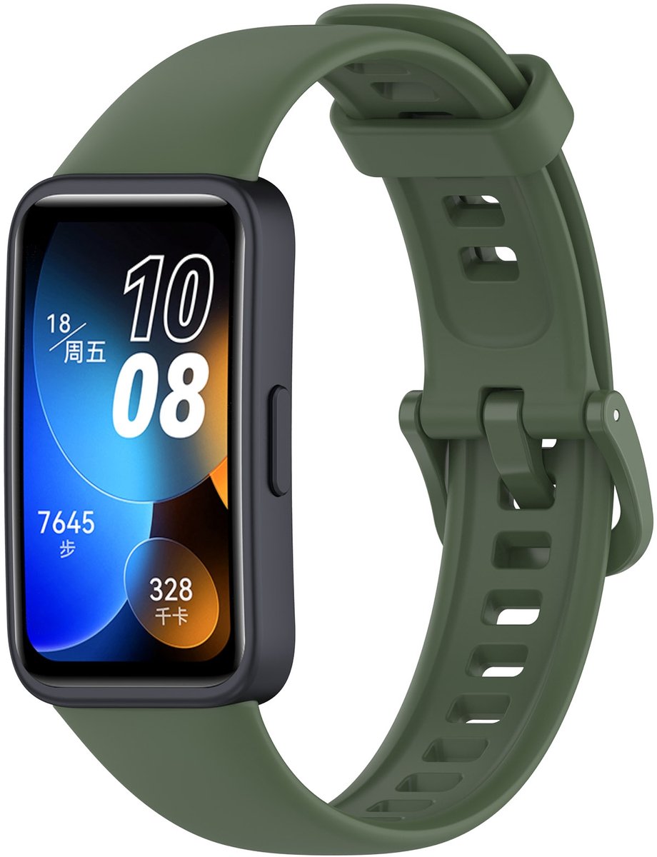 By Qubix - Siliconen bandje met gesp - Donkergroen - geschikt voor Huawei Band 10 / 9 / 8