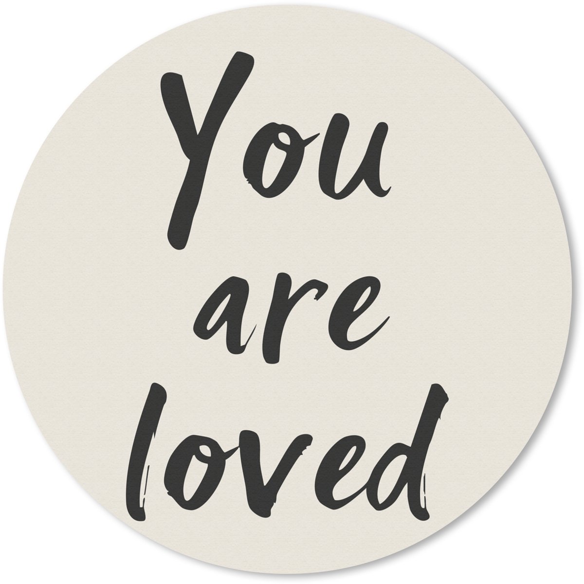 Muismat rond 30x30 cm - Mousepad Minimalistisch - Beige - Love - Ronde muismatten