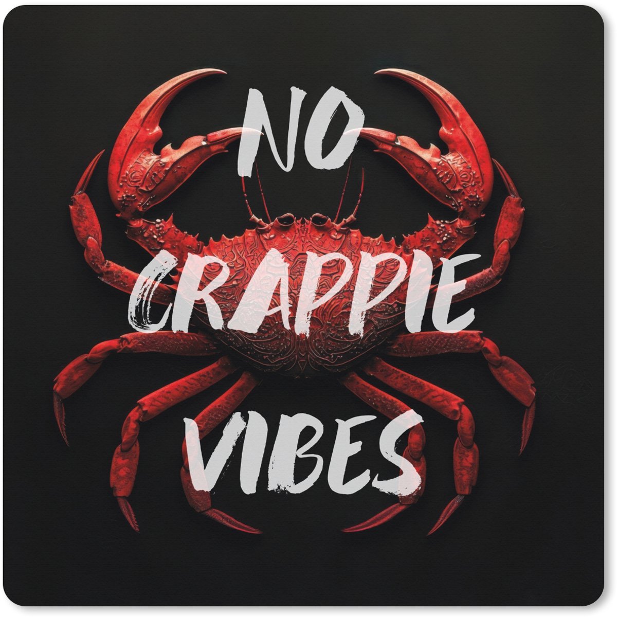 Muismat XXL 80x80 cm - Bureau onderlegger - Bureau mat Krab - Rood - Tekst - Zwart - Bureaumat - Gaming mousepad xl - Bureaulegger groot - Computer deskmat