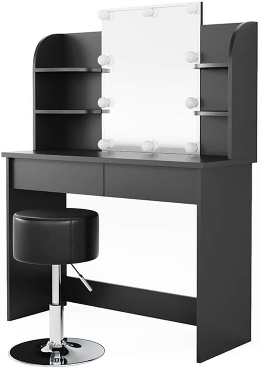 Make-uptafel set met kruk en LED-verlichting - 108 cm
