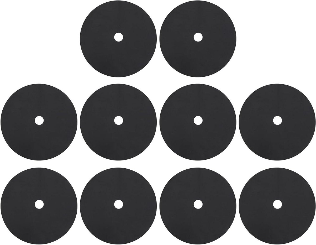 10 stuks waterdoorlatend onkruiddoek - afmetingen: buitendiameter 52 cm, binnendiameter 6 cm - afbreekbaar bodemweefsel voor onkruidbescherming in de fruittuin (zwart)