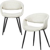 WOOOD Yossi Eetkamerstoelen Metalen Zwarte Poot - Naturel - Set van 2