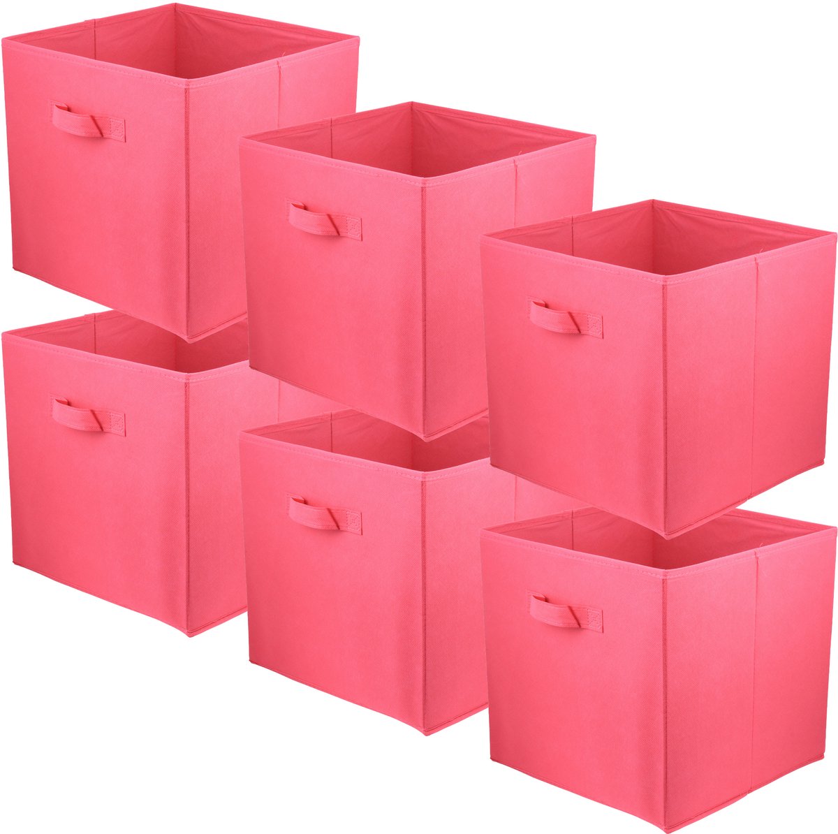 LAVITA® Opbergmand Textiel - 31x31x31 Donkerroze 6 Stuks - Opbergbox Kast Organizer Opbergdoos - Kastlade Verdeler Voor Kleding Ondergoed Badkamer Kledingkast - Vouwdoos Stoffen Doos Opbergdozen