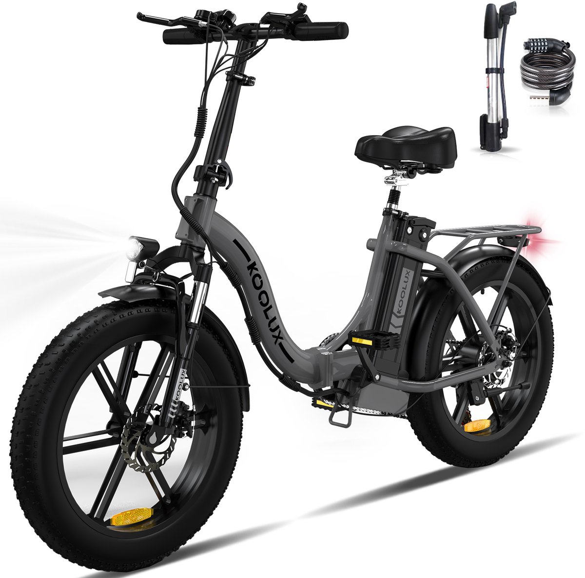 KOOLUX | BK6S 4.0 Elektrische Vouwfiets | E-Bike | 20 x 4.0 Inch Dikke Banden | 48V 13Ah Lithium Accu | 250 W Motor | Maximaal 25/u | Maximaal bereik 90km | 7-speed versnelling | LCD Scherm | Aluminium Frame | Grijs | Gratis Rijklaar Bezorgd - KOOLUX - €899,00