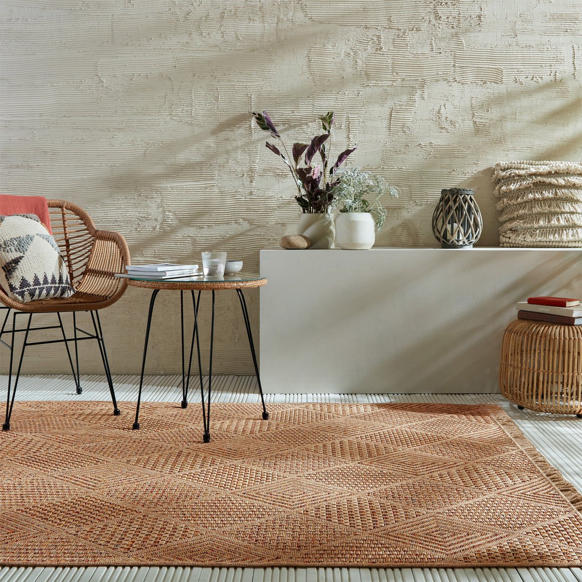 Flycarpets Binnen & Buitenkleed Nora Diamond - Naturel / Multi 120x170 cm