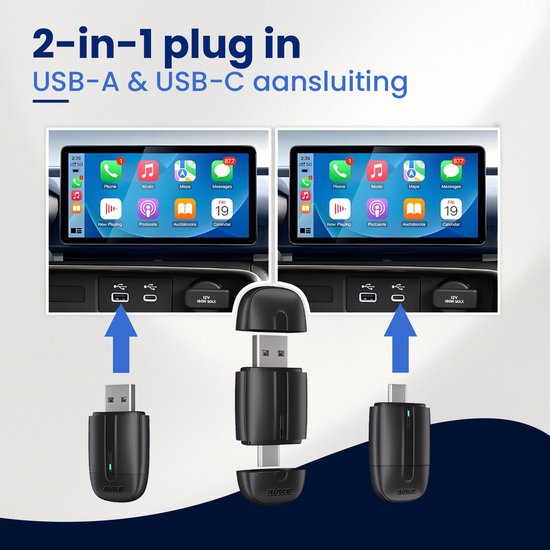 Nince Carplay Dongle - Draadloos Carplay - Zwart - Draadloos Carplay - Alleen te gebruiken met ingebouwde Apple CarPlay en Apple iPhone van Nince — afbeelding 2