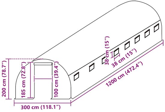 vidaXL Couverture de rechange pour serre (36 m²) 3 x 12 x 2 m Transparent
