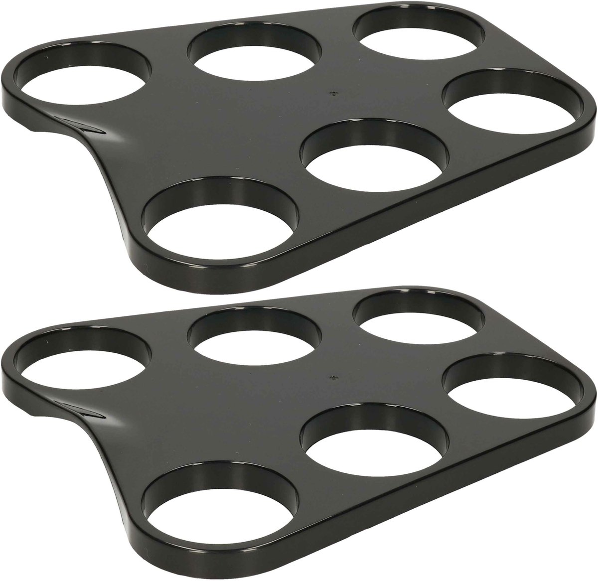 Bier tray voor 6 glazen - 2x - zwart - plastic