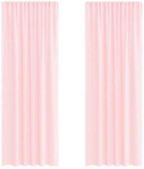 vidaXL - Rideaux - voile - avec - passe-tringle - 2 - pcs - rose clair