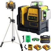Nexrow® 4D 12-lijn Kruislijnlaser + Statief 1,5m - Zelfnivellerende 360° Graden Groene laser - Incl. 2x accu & handige draagkoffer - Lijnlaser - Bouwlaser - Laserwaterpas