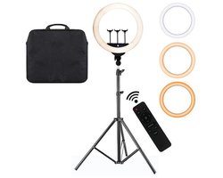 LuminexPro 18 inch 45 cm LED Ringlamp – Met Statief 2 meter - Telefoonhouder & Draagtas – Dimbaar – Voor TikTok, YouTube, Vlogging & Fotografie