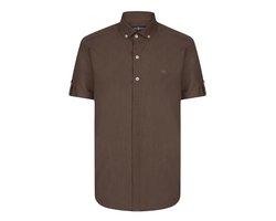 Jimmy Sanders Linnen Katoen Blend Shirt - Overhemd Heren Bruin - Xl