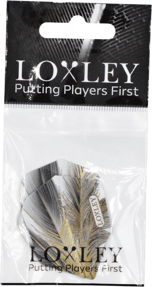 Loxley Feather Grey & Gold NO6 - Dart Flights