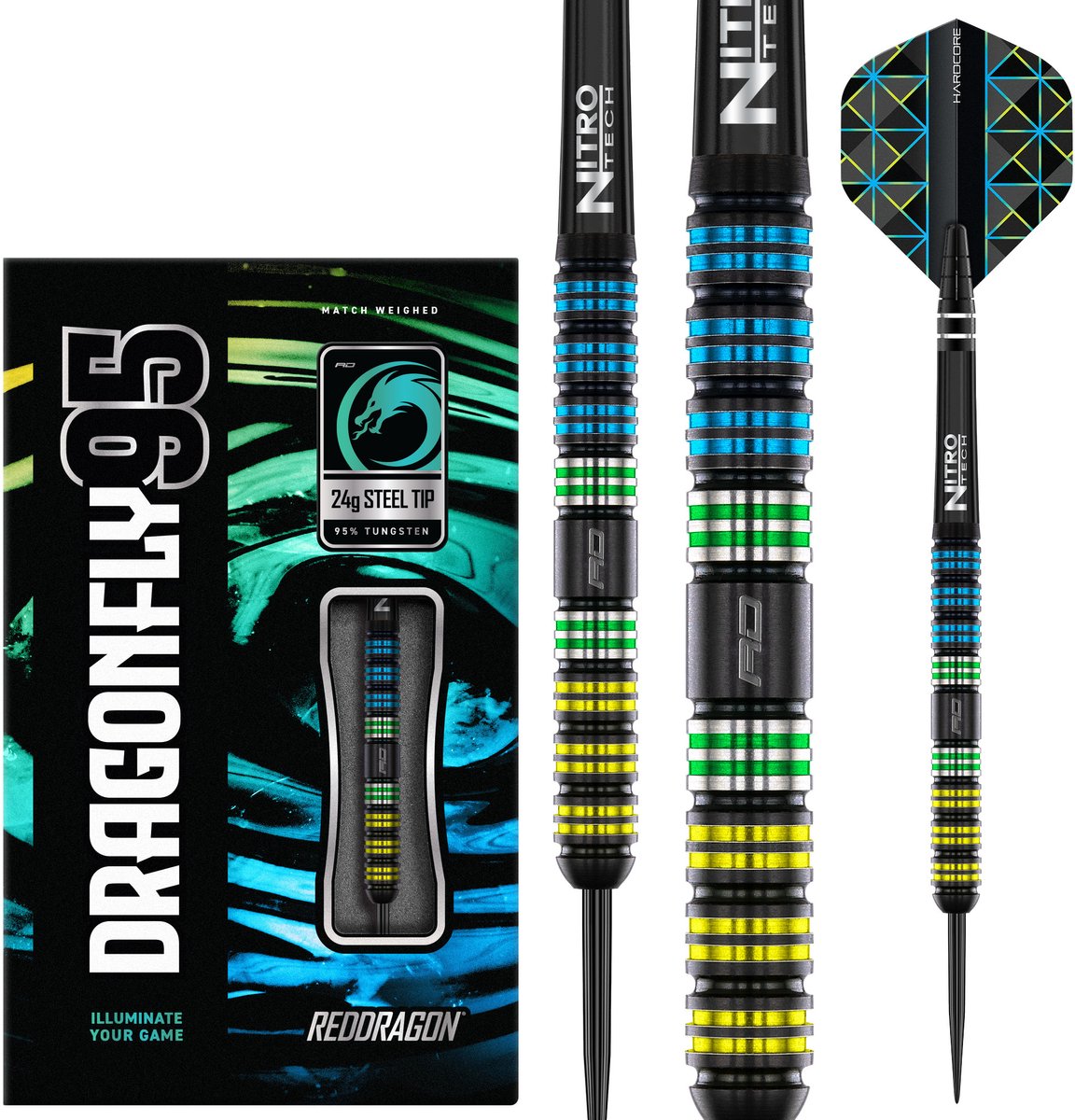 Red Dragon Dragonfly Black Parallel 95% - Dartpijlen