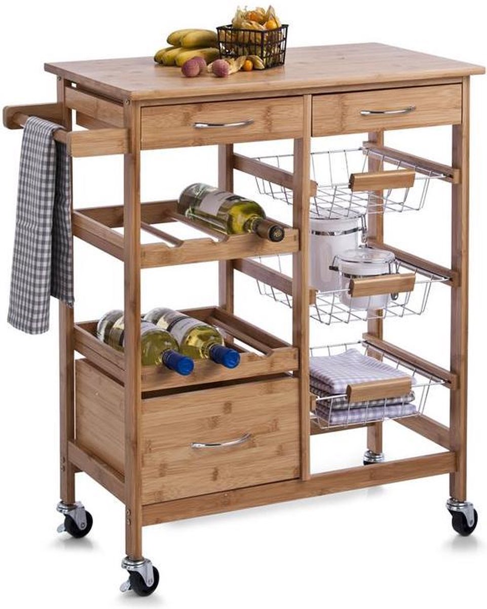 Zeller - Kitchen Trolley w. BAMBOO top, bamboo