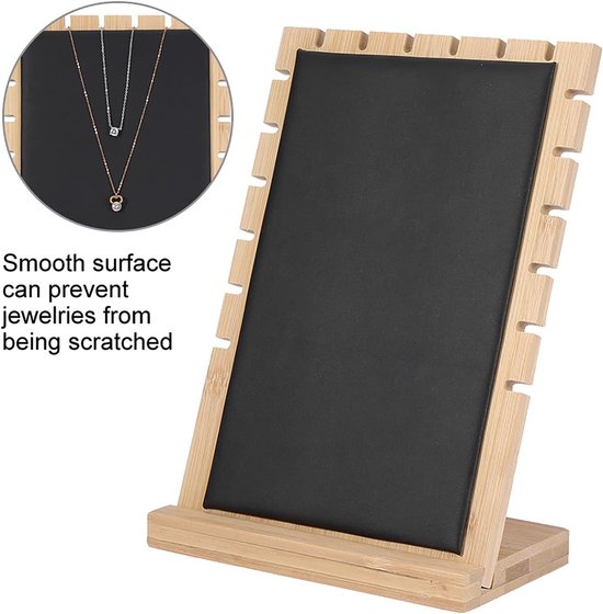 GLEAVI Schmuckaufbewahrungstablett Aus Holz - Halsketten Display Mit Glasdeckel