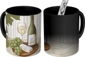 Magische Mok - Foto op Warmte Mokken - Koffiemok - Wijn - Druiven - Kaas - Bladeren - Magic Mok - Beker - 350 ML - Theemok