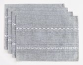 Ibenzoa® Set de 4 Sets de Table Boho Élégants, Lin Coton Handgemaakt, Lavable en Machine, 35 x 48 cm, Grijs