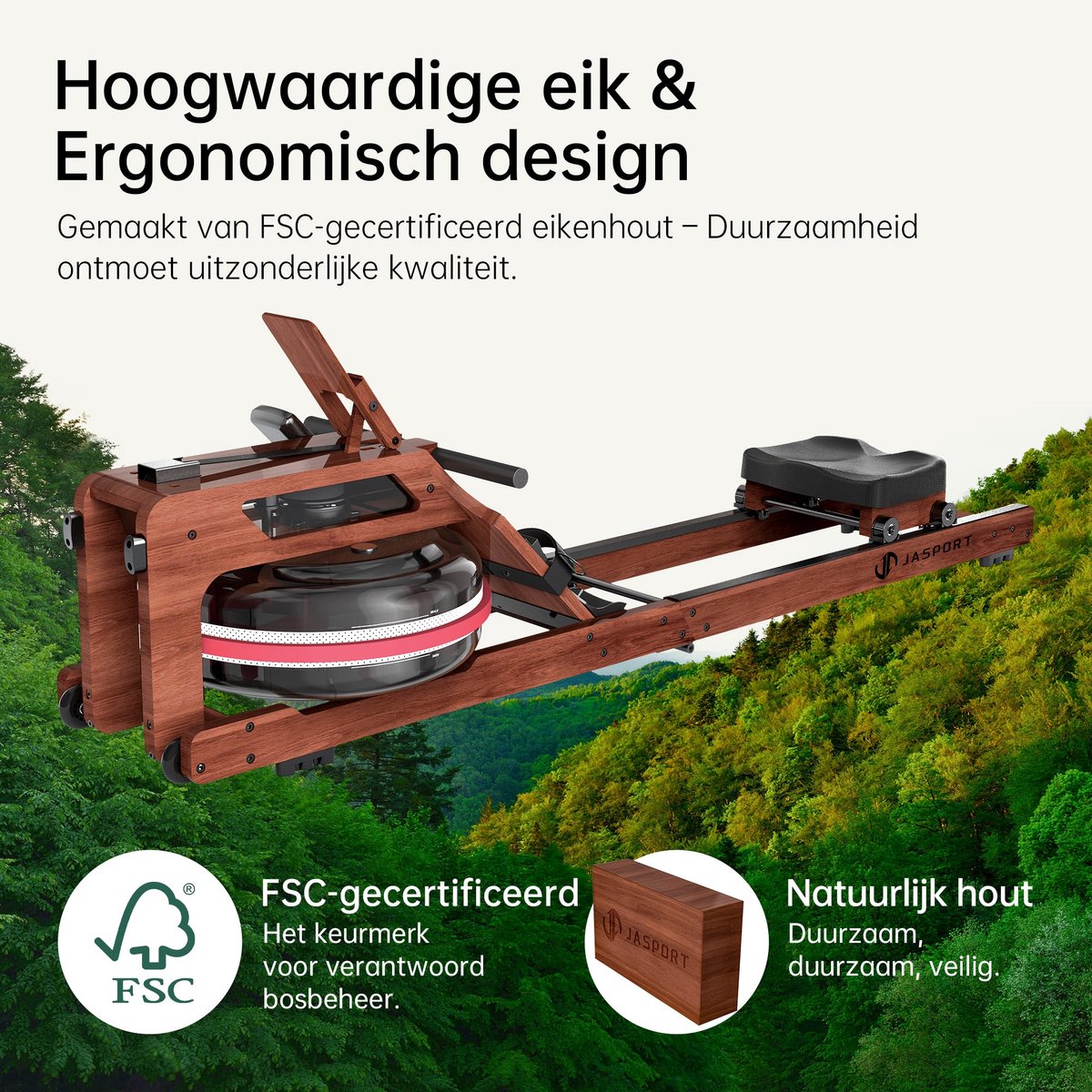 Afbeelding 2 van JASPORT R3 Opvouwbare Roeimachine van Eikenhout