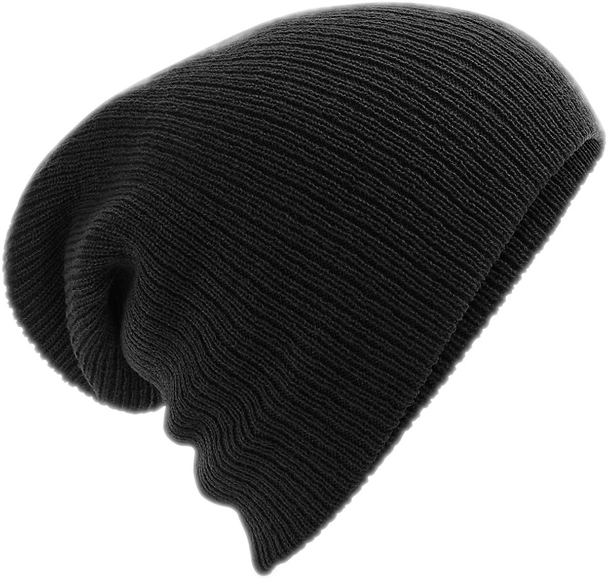 Beechfield Zware maat Slouch Beanie (Zwart)
