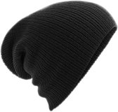 Beechfield Zware maat Slouch Beanie (Zwart)