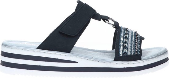 Rieker Slipper Dames Blauw - Schoenen.nl