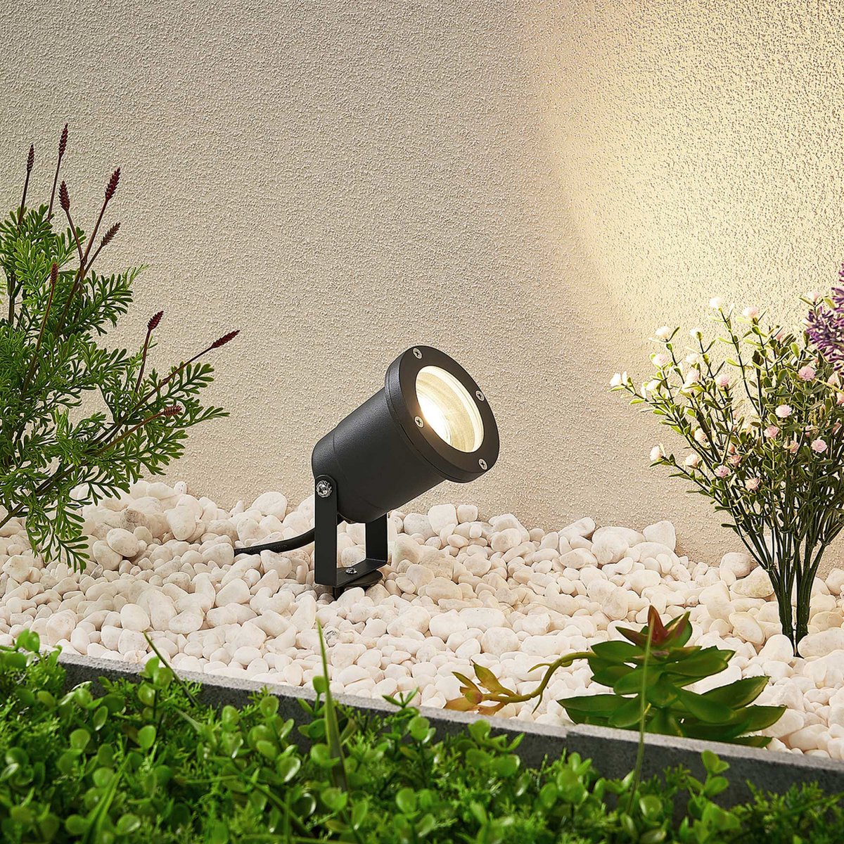 Lindby Buitenspots 1licht aluminium glas H: 31.5 cm GU10 donkergrijs