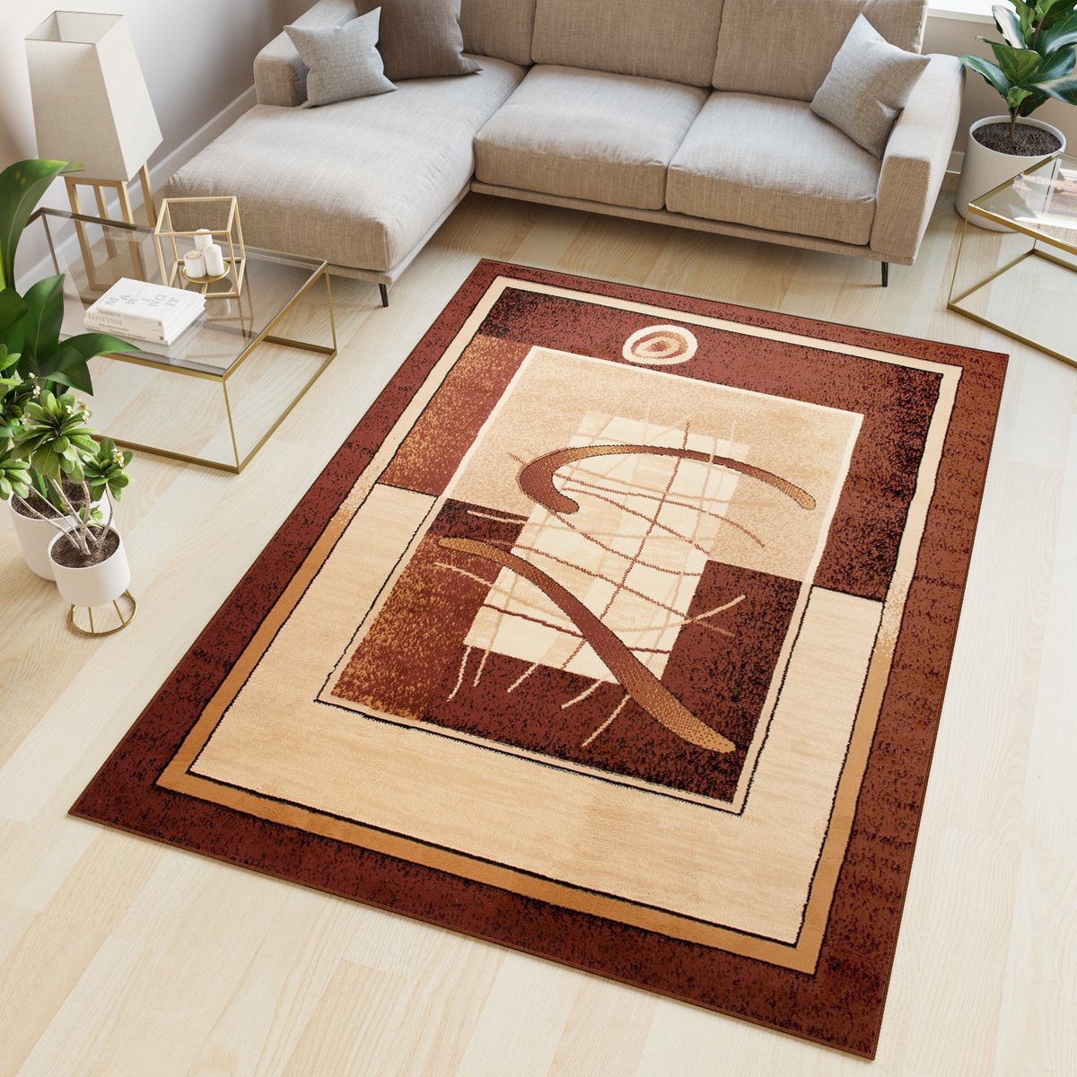 Tapiso Atlas PP Vloerkleed Beige Woonkamer Klassiek Tapijt Maat- 200x300 op Prijzenvolger.com