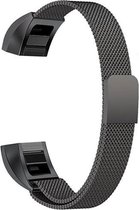 Milanees Sporthorloge Bandje Zwart voor Fitbit Fitness Ace / Fitbit Ace / Fitbit Alta HR / Fitbit Alta - Band Maat L - Magneetsluiting – Milanese RVS Armband Black