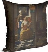 De liefdesbrief, Johannes Vermeer - Foto op Sierkussen - 50 x 50 cm