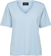 Selected SLFSTANDARD SS V-NECK TEE dames shirt blauw