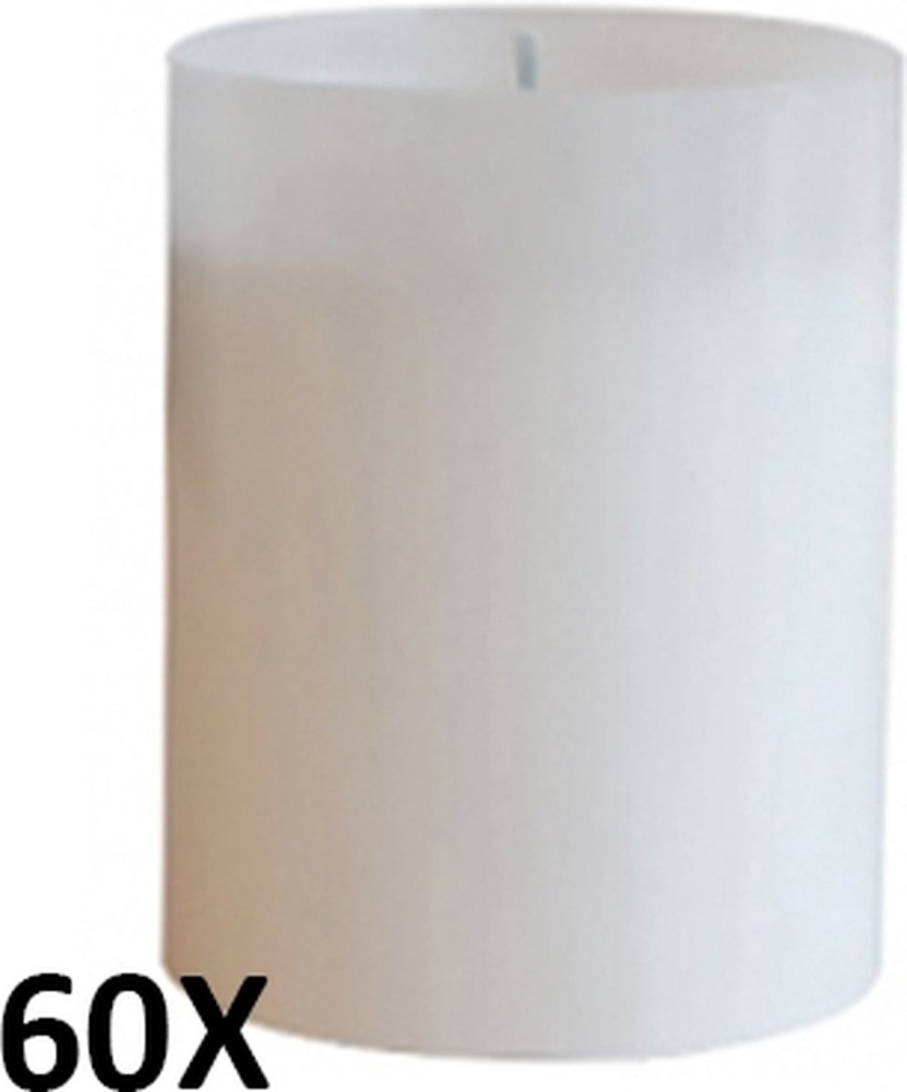 60 stuks refill kaarsen in wit transparante houders 64/51 (24 uur)