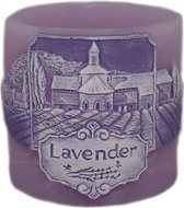 Lila lavendel veld geurend wax windlicht 95/100 (incl. 1 stuk 3 uurs theelicht)
