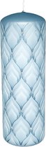 Blauw Ankara met diamantjes stompkaars 200/70 (80 uur)
