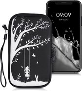 kwmobile hoesje voor smartphones L - 6,5" - hoes van Neopreen - Schommel design - wit / zwart - binnenmaat 16,5 x 8,9 cm
