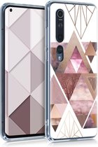 kwmobile telefoonhoesje voor Xiaomi Mi 10 / Mi 10 Pro - Hoesje voor smartphone in poederroze / roségoud / wit - Glory Driekhoeken design
