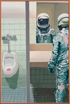 JUNIQE - Poster met kunststof lijst Men's Room -30x45 /Blauw & Grijs