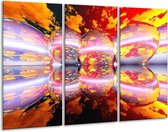 GroepArt - Schilderij -  Abstract - Geel, Wit, Rood - 120x80cm 3Luik - 6000+ Schilderijen 0p Canvas Art Collectie