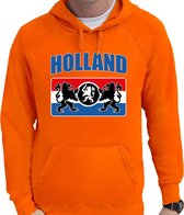 Oranje fan hoodie voor heren - Holland met een Nederlands wapen - Nederland supporter - EK/ WK hooded sweater / outfit S