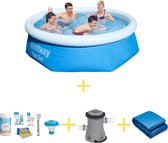 Bestway Zwembad - Fast Set - 244 x 66 cm - Inclusief WAYS Onderhoudspakket, Filterpomp & Grondzeil