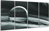 GroepArt - Glasschilderij - Macro - Grijs, Groen - 160x80cm 4Luik - Foto Op Glas - Geen Acrylglas Schilderij - 6000+ Glasschilderijen Collectie - Wanddecoratie
