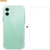 Hat-Prince ENKAY 2 in 1 Clear TPU Soft Case Shockproof Cover + 0.26mm 9H 2.5D gehard glas beschermfolie voor iPhone 12 mini