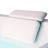 Buxibo Luxe Badkussen met Anti Slip Zuignappen - Home Spa Kussen voor Rug/Schouder/Nek - Orthopedisch Hoofd Steun voor In Bad en Jacuzzi - Waterdicht - Wit