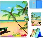 Voor iPad 2/3/4 Gekleurde tekening Stiksels Horizontale flip lederen tas, met houder en kaartsleuven (Sandbeach)