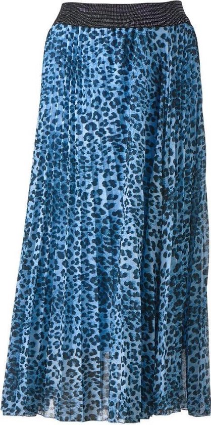 Dames plisse rok panterprint midden blauw glitterband lang | Maat Onze  size, XS-XL | bol.com